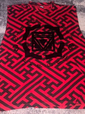 Men's Red & Black Graphic Tank Top